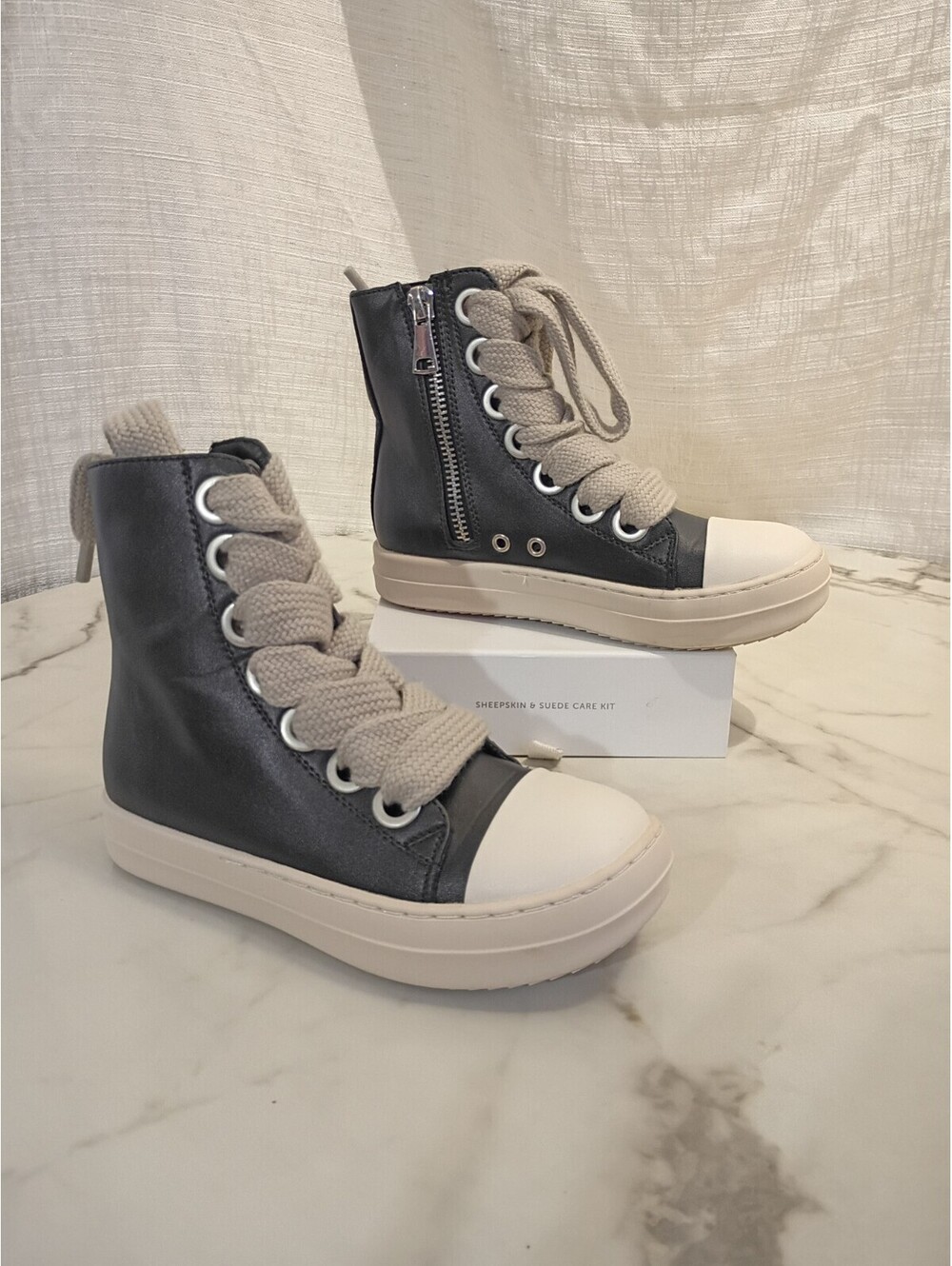 Women's High-Top Canvas Sneakers, Cross Tied Thick-Soled Casual Shoes With...